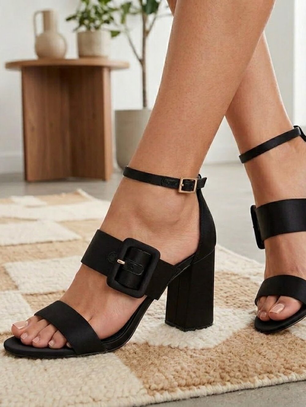 BCBG black sandal double strap satin sandals size 7 strappy sandal